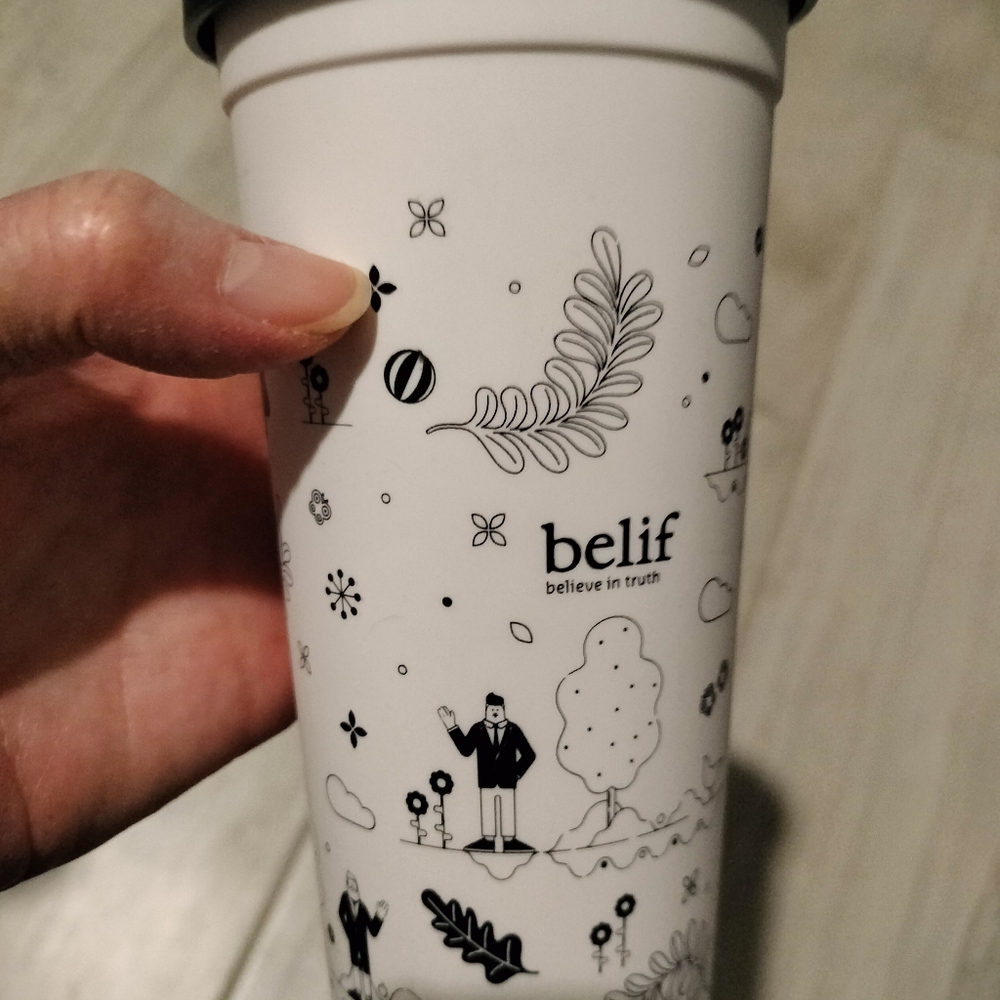 Belief Coffee Tumbler Black & White 6" Tall Handwash only.